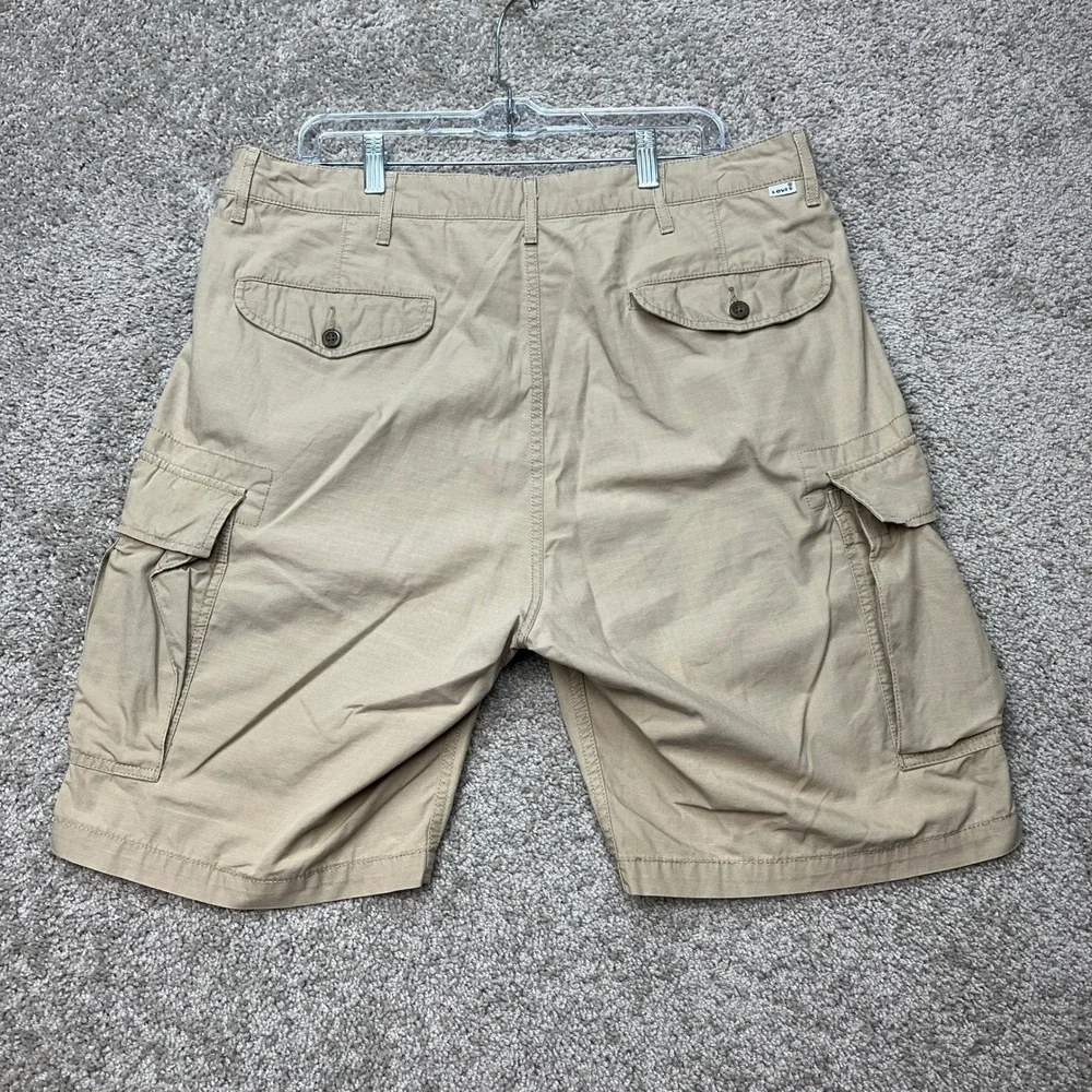 Levi's Cargo Shorts Mens 36 Khaki Tan Ripstop Flap Pocket Utility Outdoor EUC